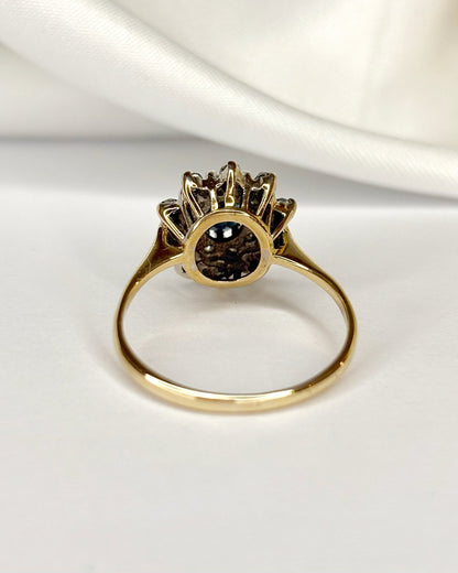 Bague Marguerite Saphir 0.56 carat &amp; Diamants "Olivia" - Elliade Paris