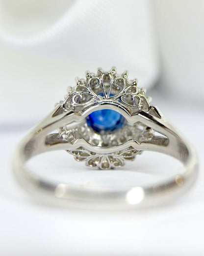 Bague Marguerite Saphir 0.60 carat &amp; Diamants 0.30 carat 4.04g "Lana" - Elliade Paris