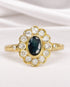 Bague Marguerite Saphir 0.60 carat & Diamants 0.39 carat 5.34g "Edith" - Elliade Paris