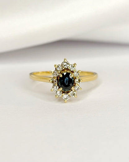 Bague Marguerite Saphir 0.60 carat &amp; Diamants "Aurora" - Elliade Paris