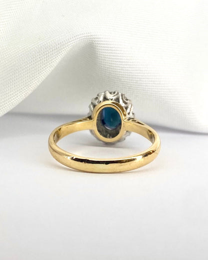 Bague Marguerite Saphir 0.60 carat &amp; Diamants "Jade" - Elliade Paris