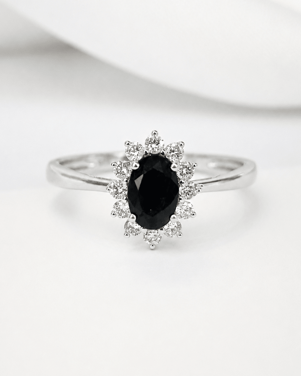 Bague Marguerite Saphir 0.60 carat &amp; Diamants "Loïs" - Elliade Paris
