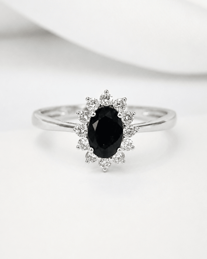 Bague Marguerite Saphir 0.60 carat &amp; Diamants "Loïs" - Elliade Paris