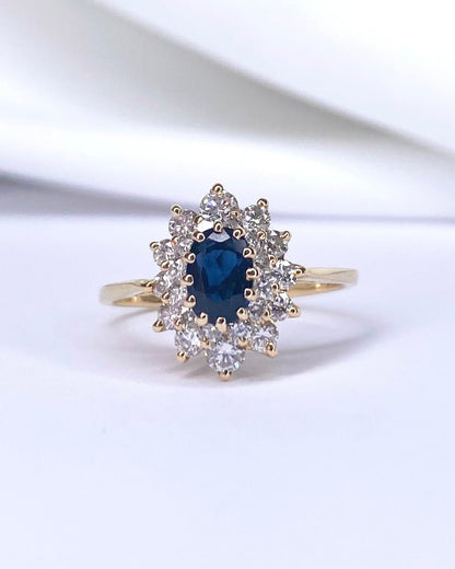 Bague Marguerite Saphir 0.67 carat &amp; Diamants 0.46 carat "Jolene" - Elliade Paris
