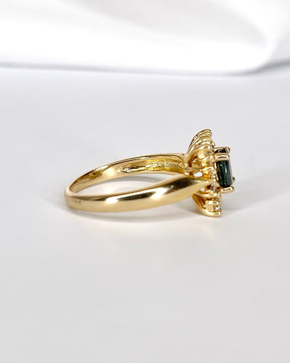 Bague Marguerite Saphir 0.68 carat &amp; Diamants 0.32 carat "Aryna" - Elliade Paris