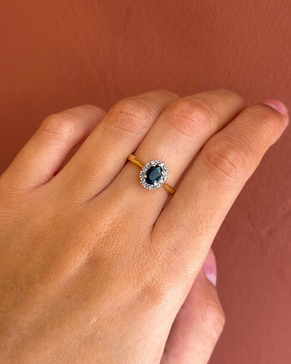 Bague Marguerite Saphir 0.69 carat &amp; Diamants 0.70 carat "Estelle" - Elliade Paris