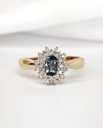 Bague Marguerite Saphir 0.70 carat &amp; Diamants 0.24 carat "Lisa" - Elliade Paris