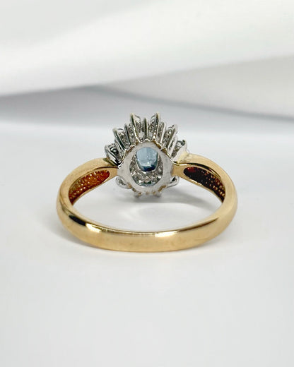 Bague Marguerite Saphir 0.70 carat &amp; Diamants 0.24 carat "Lisa" - Elliade Paris