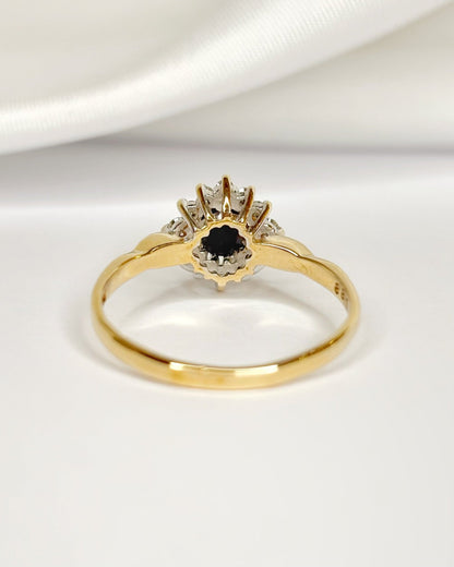 Bague Marguerite Saphir 0.70 carat &amp; Diamants "Huguette" - Elliade Paris