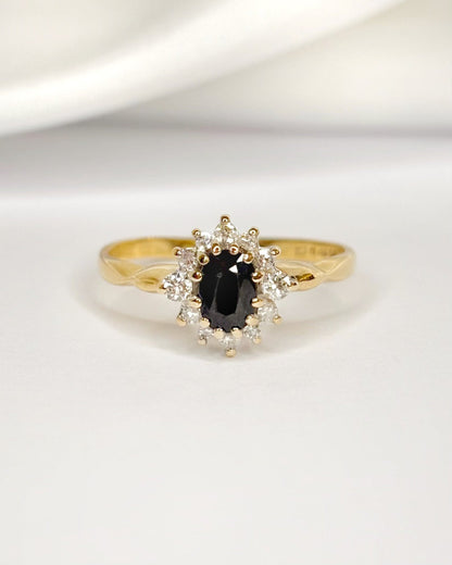 Bague Marguerite Saphir 0.70 carat &amp; Diamants "Huguette" - Elliade Paris