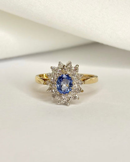 Bague Marguerite Saphir 0.70 carat &amp; Diamants "Nelly" - Elliade Paris