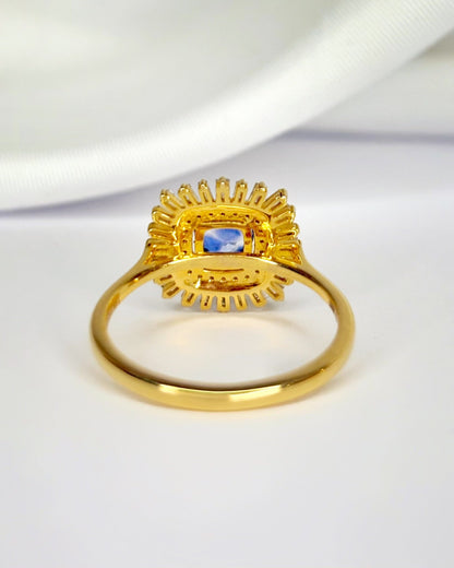 Bague Marguerite Saphir 0.75 carat &amp; Diamants 0.37 carat "Jade" - Elliade Paris