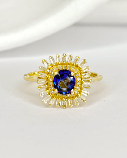 Bague Marguerite Saphir 0.75 carat &amp; Diamants 0.37 carat "Jade" - Elliade Paris