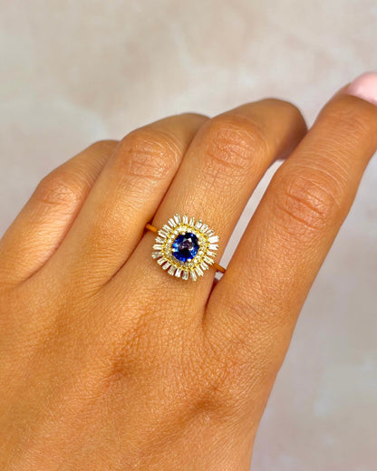 Bague Marguerite Saphir 0.75 carat &amp; Diamants 0.37 carat "Jade" - Elliade Paris