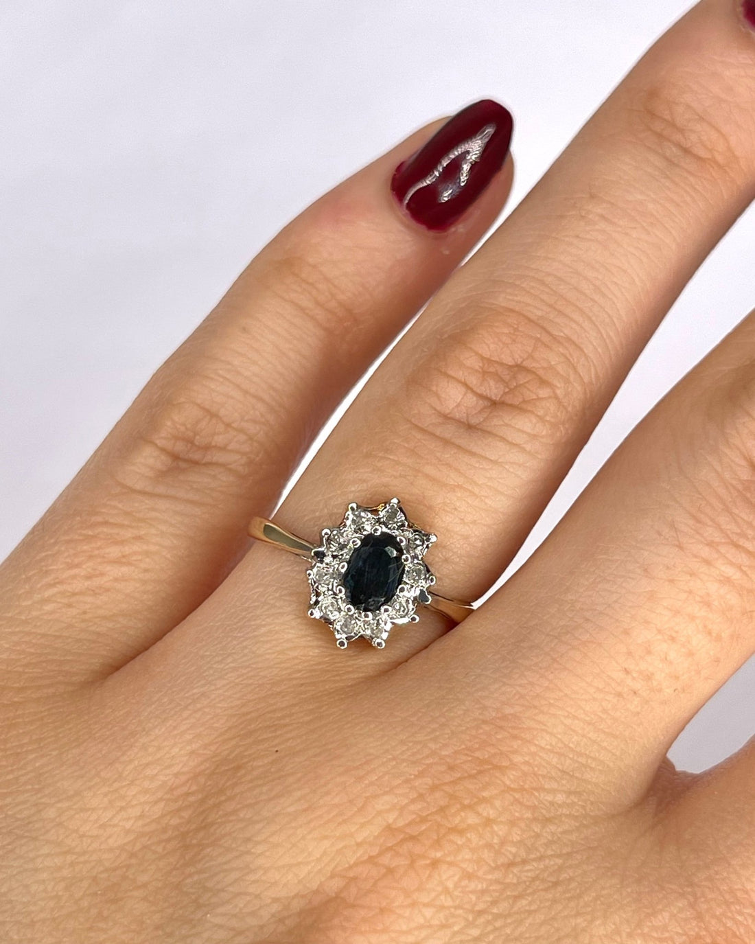 Bague Marguerite Saphir 0.75 carat &amp; Diamants "Sandra" - Elliade Paris