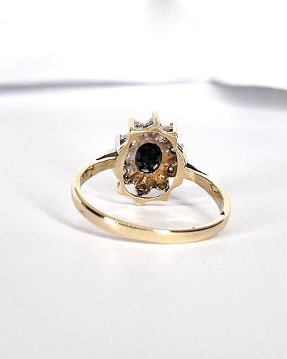 Bague Marguerite Saphir 0.75 carat &amp; Diamants "Sandra" - Elliade Paris