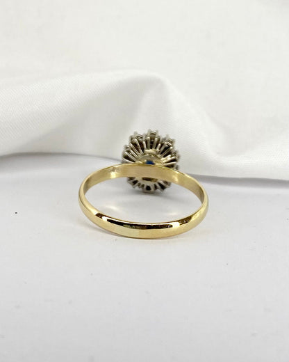 Bague Marguerite Saphir 0.80 carat &amp; 10 Diamants &quot;Agnès&quot; - Elliade Paris