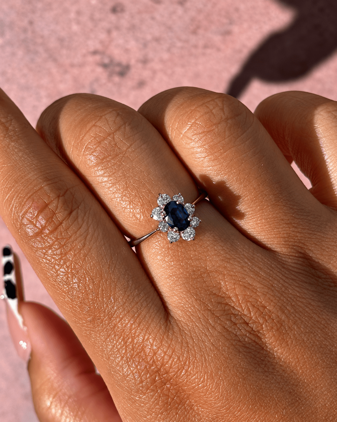 Bague Marguerite Saphir 0.80 carat &amp; Diamants 0.46 carat 4.16g "Octavia" - Elliade Paris