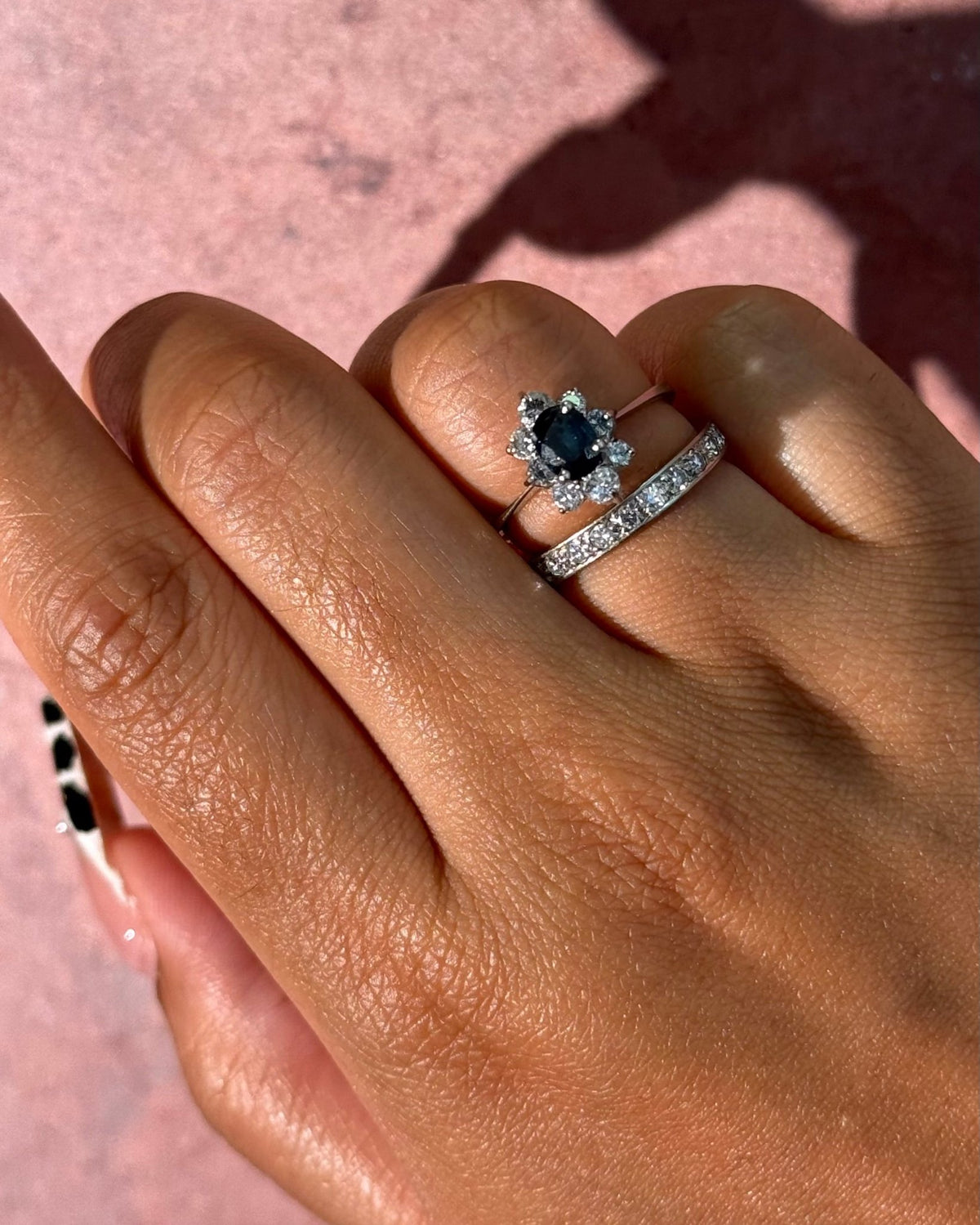 Bague Marguerite Saphir 0.80 carat &amp; Diamants 0.46 carat 4.16g "Octavia" - Elliade Paris