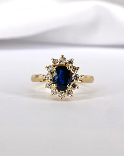 Bague Marguerite Saphir 0.80 carat &amp; Diamants 0.48 carat "Milie" - Elliade Paris