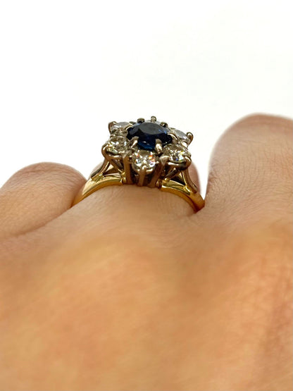 Bague Marguerite Saphir 0.80 carat &amp; Diamants 0.60 carat "Lou" - Elliade Paris