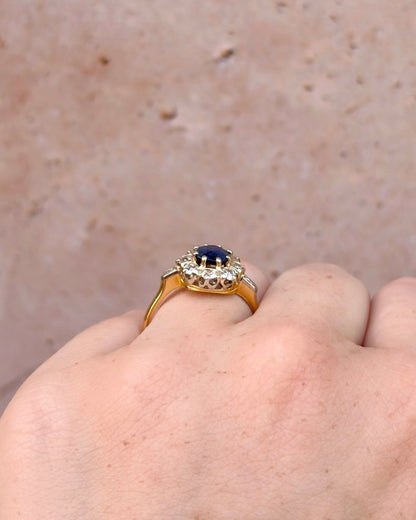 Bague Marguerite Saphir 0.80 ct &amp; Diamants 0.44 ct "Claudia" - Elliade Paris