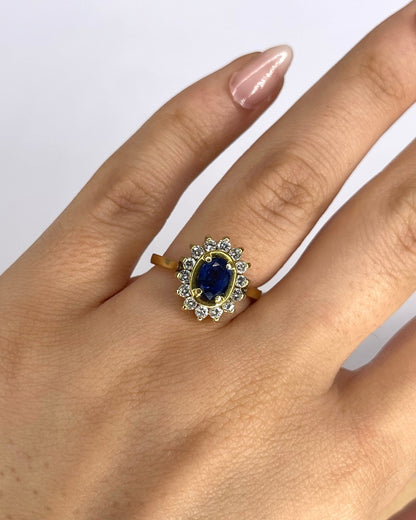 Bague Marguerite Saphir 0.85 carat &amp; Diamants 0.42 carat "Anna" - Elliade Paris