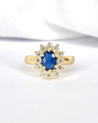 Bague Marguerite Saphir 0.85 carat &amp; Diamants 0.48 carat "Andrea" - Elliade Paris