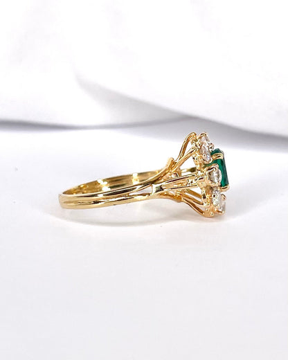 Bague Marguerite Saphir 0.85 carat &amp; Diamants 0.48 carat "Andrea" - Elliade Paris
