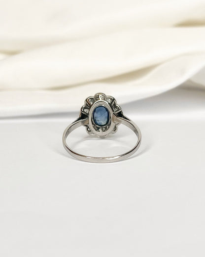 Bague Marguerite Saphir 0.85 carat &amp; Diamants 0.70 carat "Laurine" - Elliade Paris