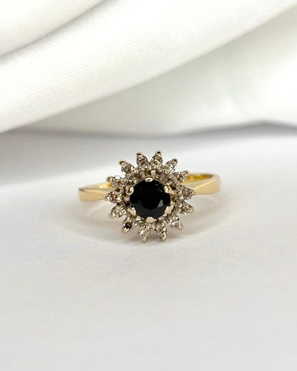 Bague Marguerite Saphir 0.87 carat &amp; Diamants "Violaine" - Elliade Paris