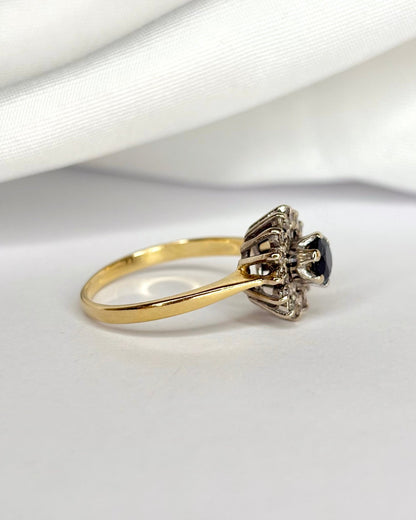 Bague Marguerite Saphir 0.87 carat &amp; Diamants "Violaine" - Elliade Paris