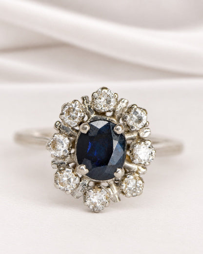 Bague Marguerite Saphir 0.91 carat &amp; Diamants 0.24 carat "Tatiana" - Elliade Paris