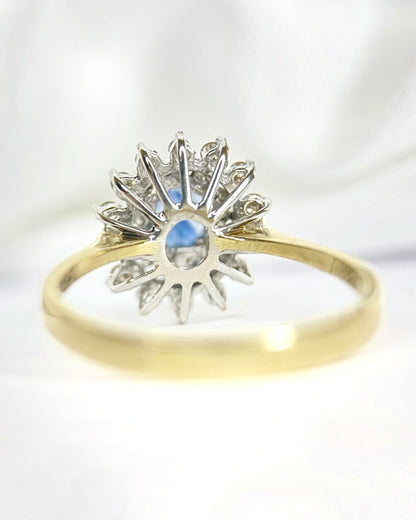 Bague Marguerite Saphir 0.95 carat &amp; Diamants 0.42 carat "Florence" - Elliade Paris
