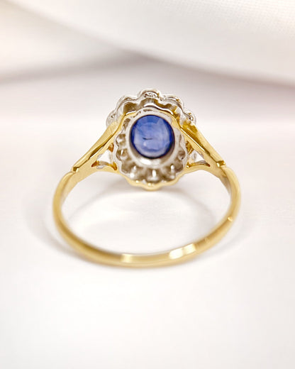 Bague Marguerite Saphir 0.98 carat &amp; Diamants 0.48 carat "Laurène" - Elliade Paris
