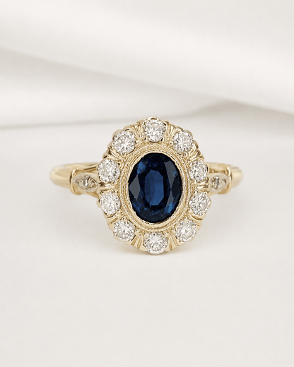 Bague Marguerite Saphir 0.98 carat &amp; Diamants 0.52 carat "Léane" - Elliade Paris