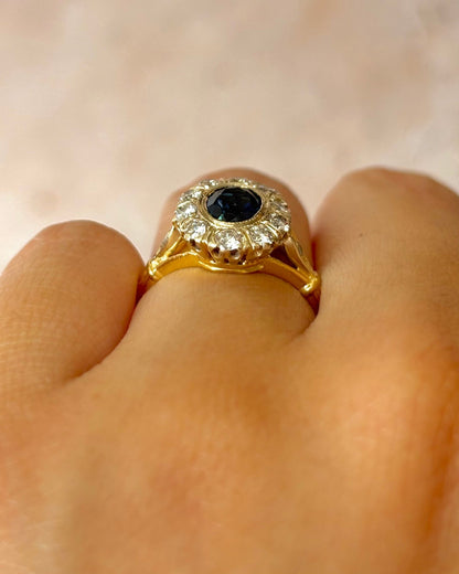 Bague Marguerite Saphir 0.98 carat &amp; Diamants 0.52 carat "Léane" - Elliade Paris