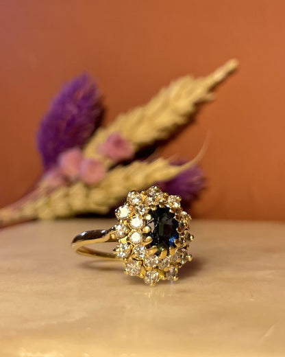Bague Marguerite Saphir 1 Carat &amp; 24 Diamants &quot;Alysse&quot; - Elliade Paris