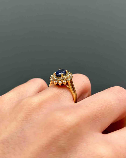 Bague Marguerite Saphir 1 carat &amp; 28 Diamants &quot;Bianca&quot; - Elliade Paris