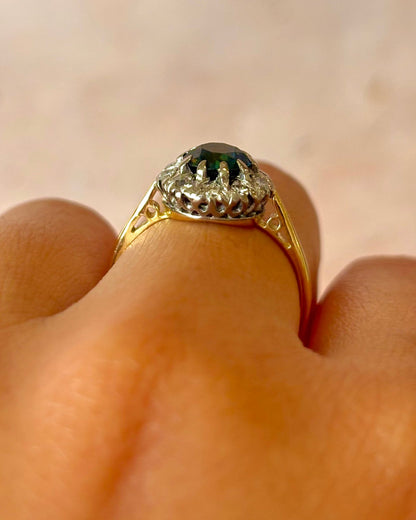 Bague Marguerite Saphir 1 carat &amp; Diamants 0.20 carat "Marilou" - Elliade Paris