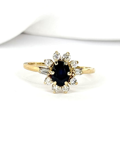 Bague Marguerite Saphir 1 carat &amp; Diamants 0.33 carat "Meredith" - Elliade Paris