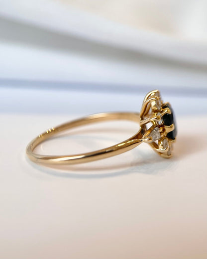 Bague Marguerite Saphir 1 carat &amp; Diamants 0.33 carat "Meredith" - Elliade Paris