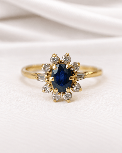 Bague Marguerite Saphir 1 carat &amp; Diamants 0.33 carat "Meredith" - Elliade Paris