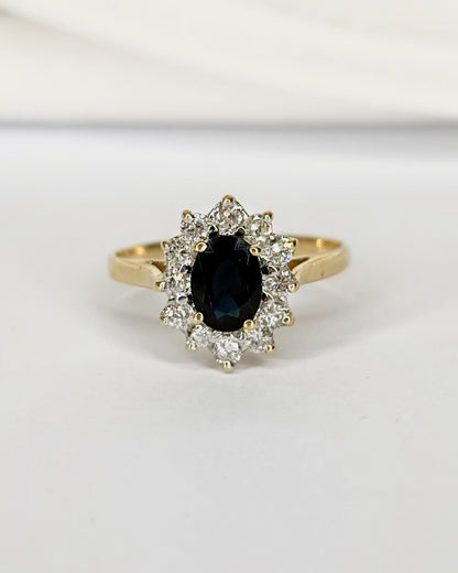 Bague Marguerite Saphir 1 carat &amp; Diamants 0.36 carat "Sianne" - Elliade Paris