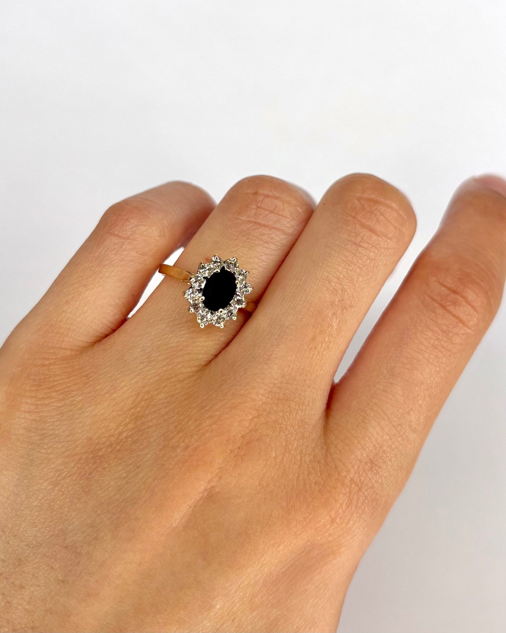 Bague Marguerite Saphir 1 carat &amp; Diamants 0.36 carat "Sianne" - Elliade Paris
