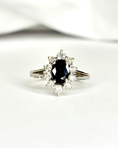 Bague Marguerite Saphir 1 carat &amp; Diamants 0.48 carat "Gaia" - Elliade Paris