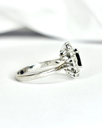 Bague Marguerite Saphir 1 carat &amp; Diamants 0.48 carat "Gaia" - Elliade Paris
