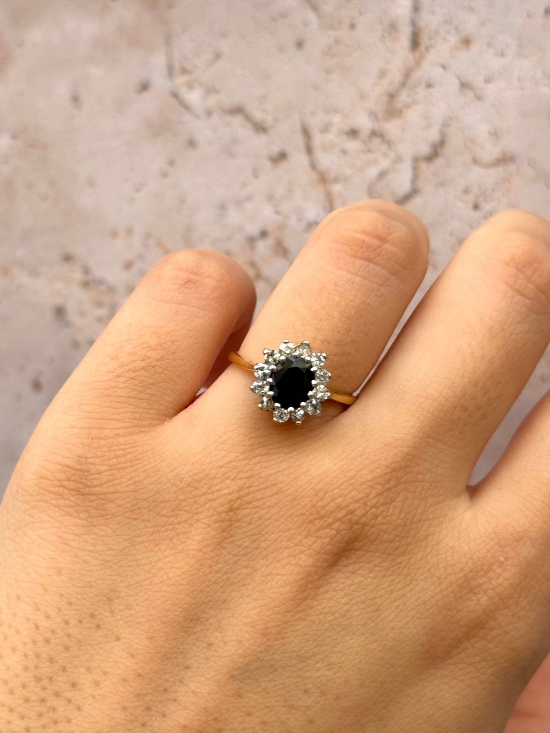 Bague Marguerite Saphir 1 carat &amp; Diamants 0.48 carat "Sofia" - Elliade Paris