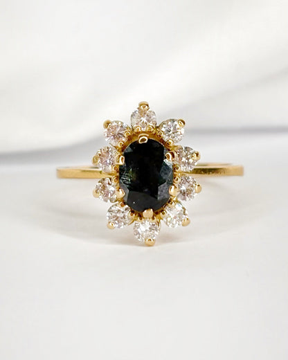 Bague Marguerite Saphir 1 carat &amp; Diamants 0.50 carat "Aurélia" - Elliade Paris