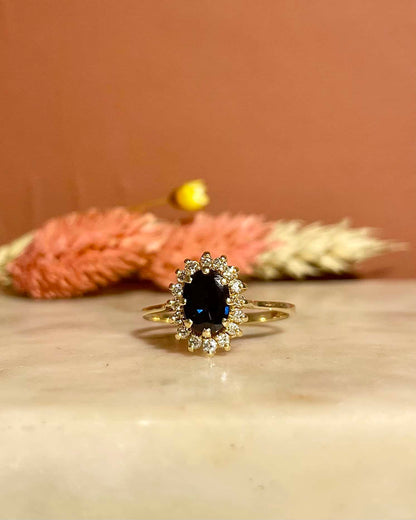 Bague Marguerite Saphir 1 Carat &amp; Diamants &quot;Carolina&quot; - Elliade Paris